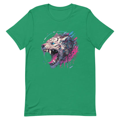 Angry big cat, Fantastic zombie cyber kitty, Blue eyes wildcat, Roar cyberpunk mutant - Unisex t-shirt