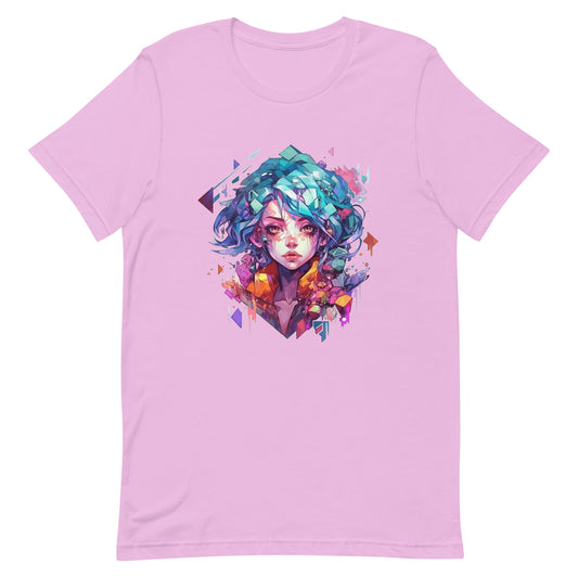Fantasy princess, Crystal girl, Pink and blue girl illustration, Fantastic portrait, Face girl - Unisex t-shirt
