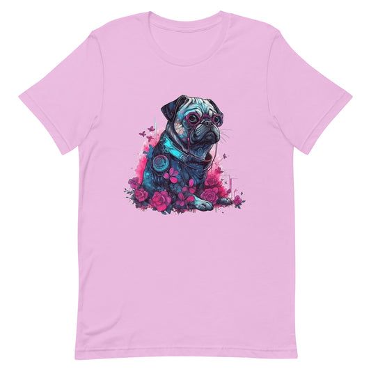 Cyber pug, Animals and cyberpunk, Fantasy art portrait of dog, Fantastic animals illustration - Unisex t-shirt