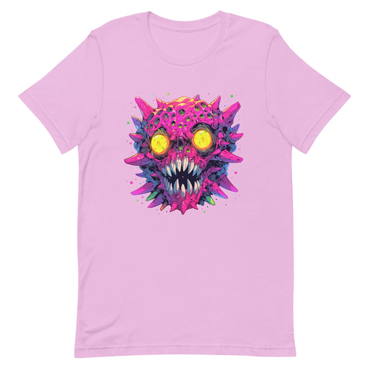 Crazy Pop Art illustration, Zombie virus, Yellow evil eyes, Horns and fangs - Unisex t-shirt