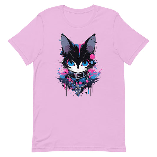 Blue kitten eyes, Cool anime cat, Fashion kitty, Funny wild pet - Unisex t-shirt