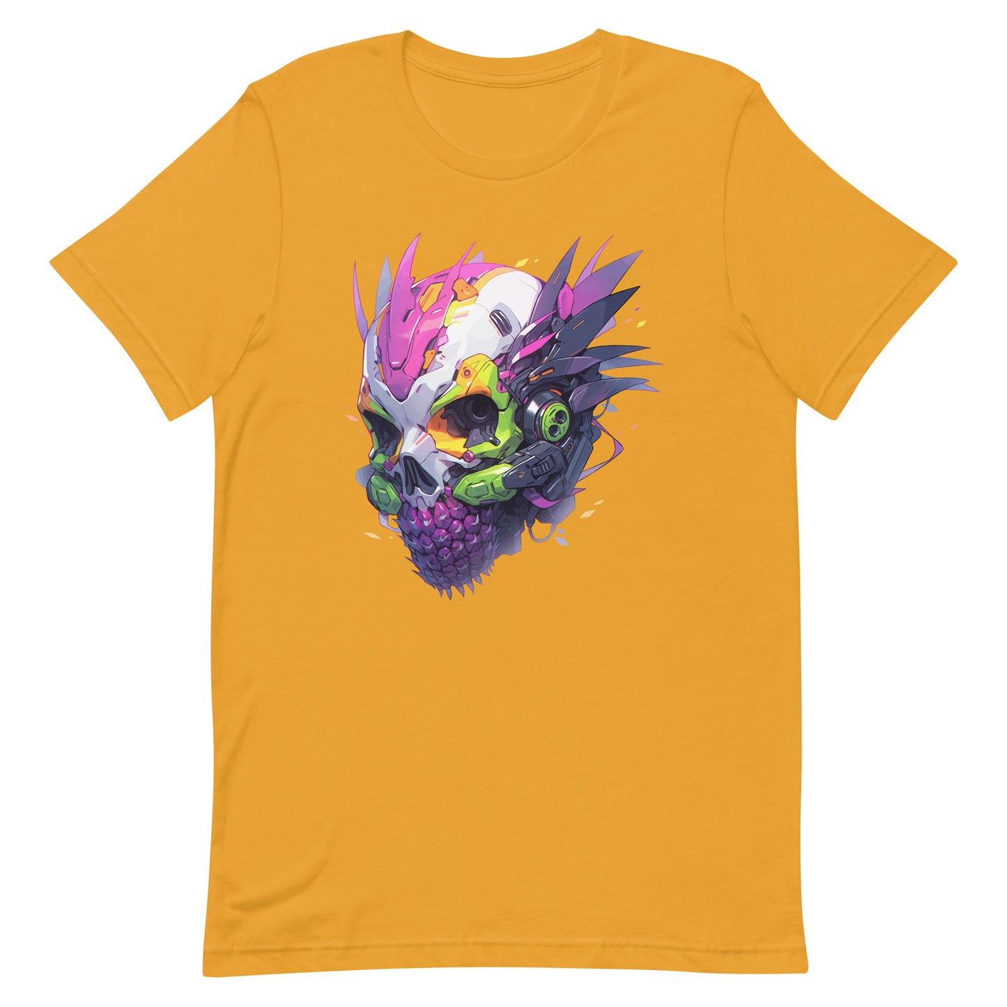 Cyber pineapple skull, Fantastic cyborg head, Pineapple monster Pop Art, Fantasy fruit illustration - Unisex t-shirt