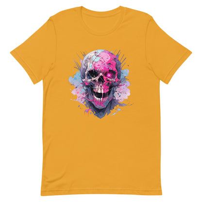 Cheerful zombie, Funny zombie illustration, Smile skull with red eye, Fantastic head bones, Horror funny fantasy - Unisex t-shirt