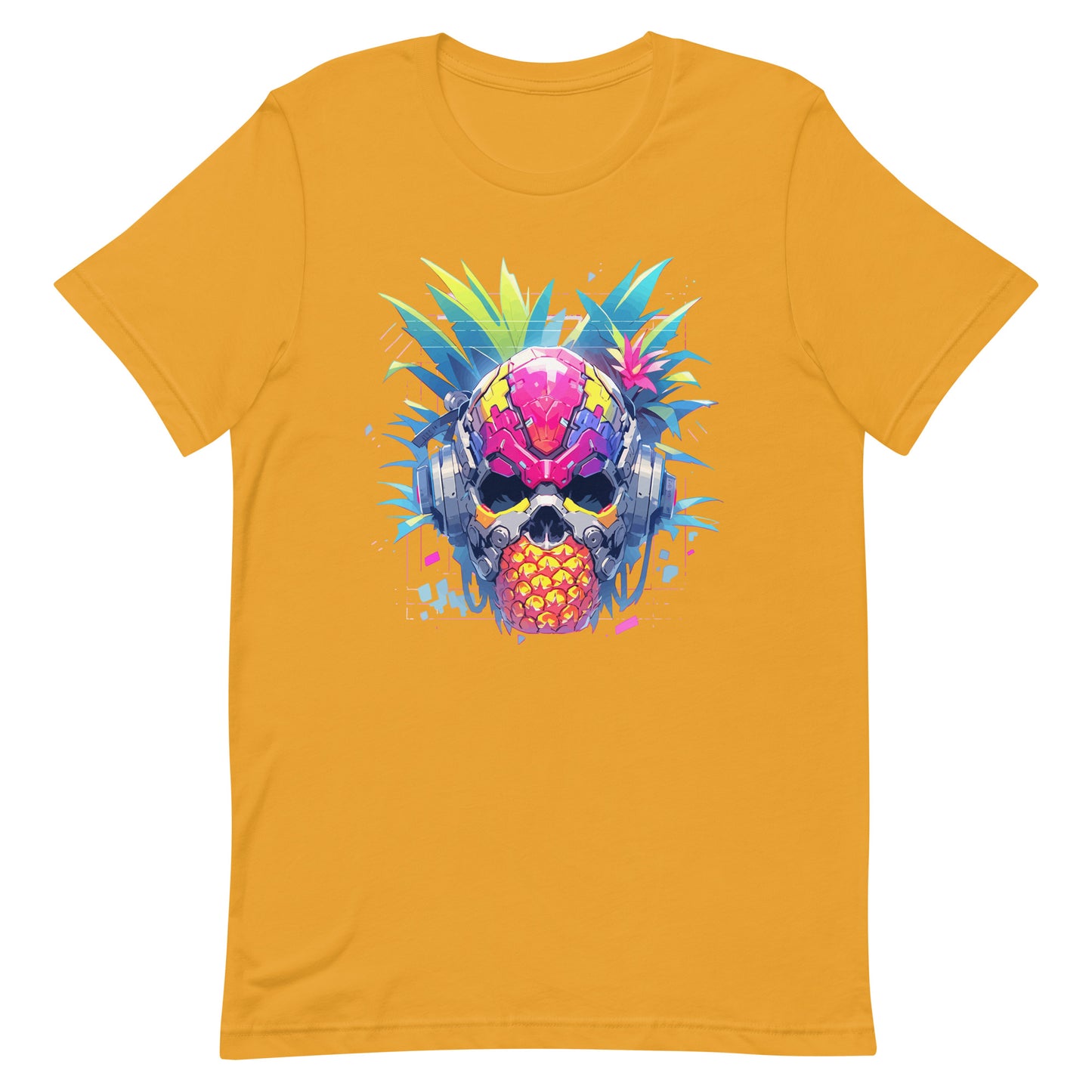 Cyber skull, Fantastic cyborg pineapple head, Pineapple monster Pop Art, Fantasy fruit illustration - Unisex t-shirt