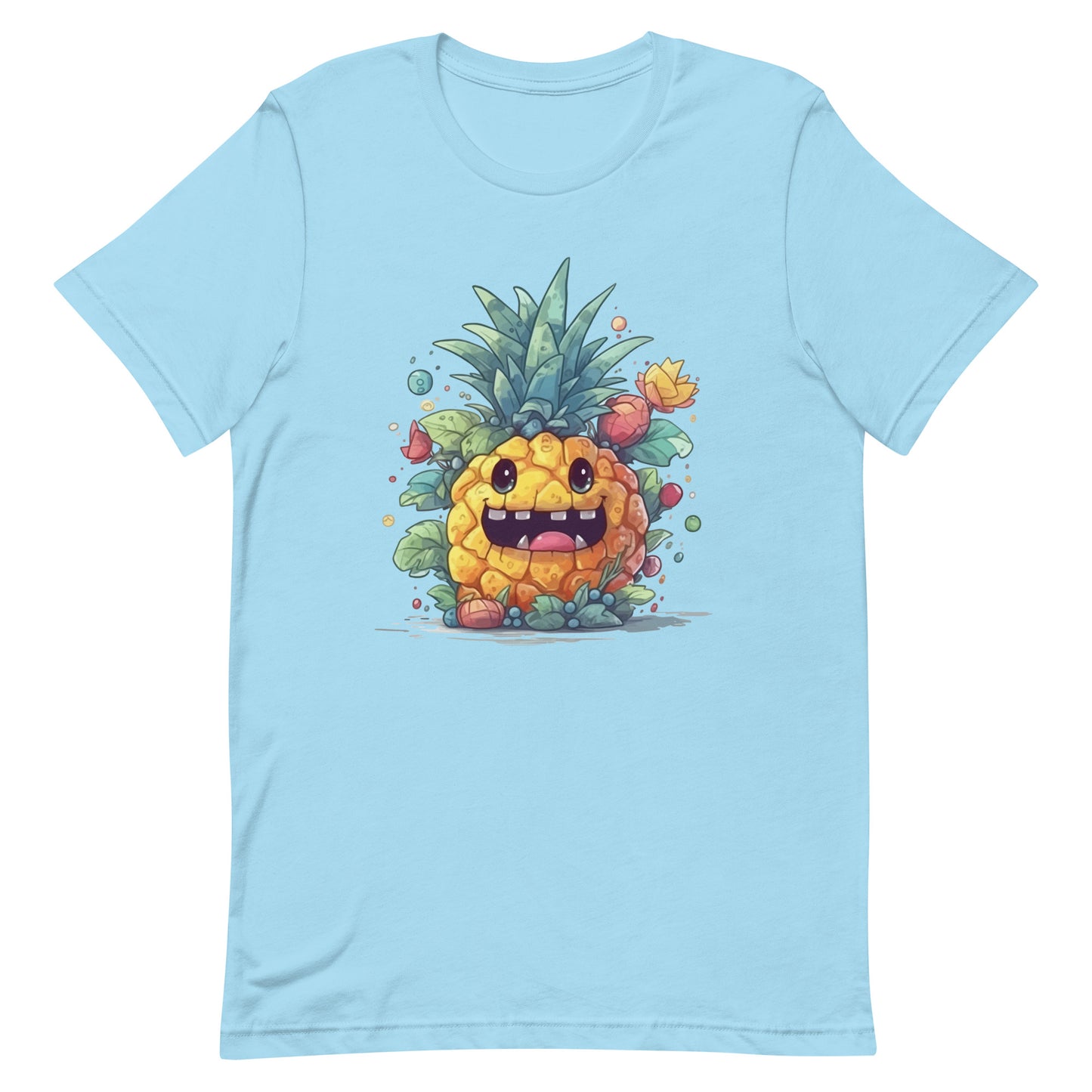 Fruits fantastic illustration, Pineapple monster smile, Fantasy funny monster, Cartoon fairy horror, Mutant portrait - Unisex t-shirt