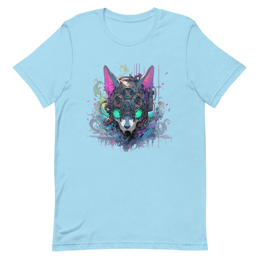 Hissing cyberpunk mutant, Angry toxic cat, Fantastic zombie cyber kitty, Blue eyes wildcat - Unisex t-shirt