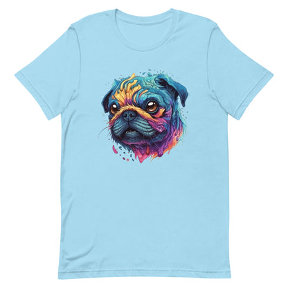 Alien colorful pug, Fantastic animals, Pug illustration, Fantasy art portrait of dog - Unisex t-shirt