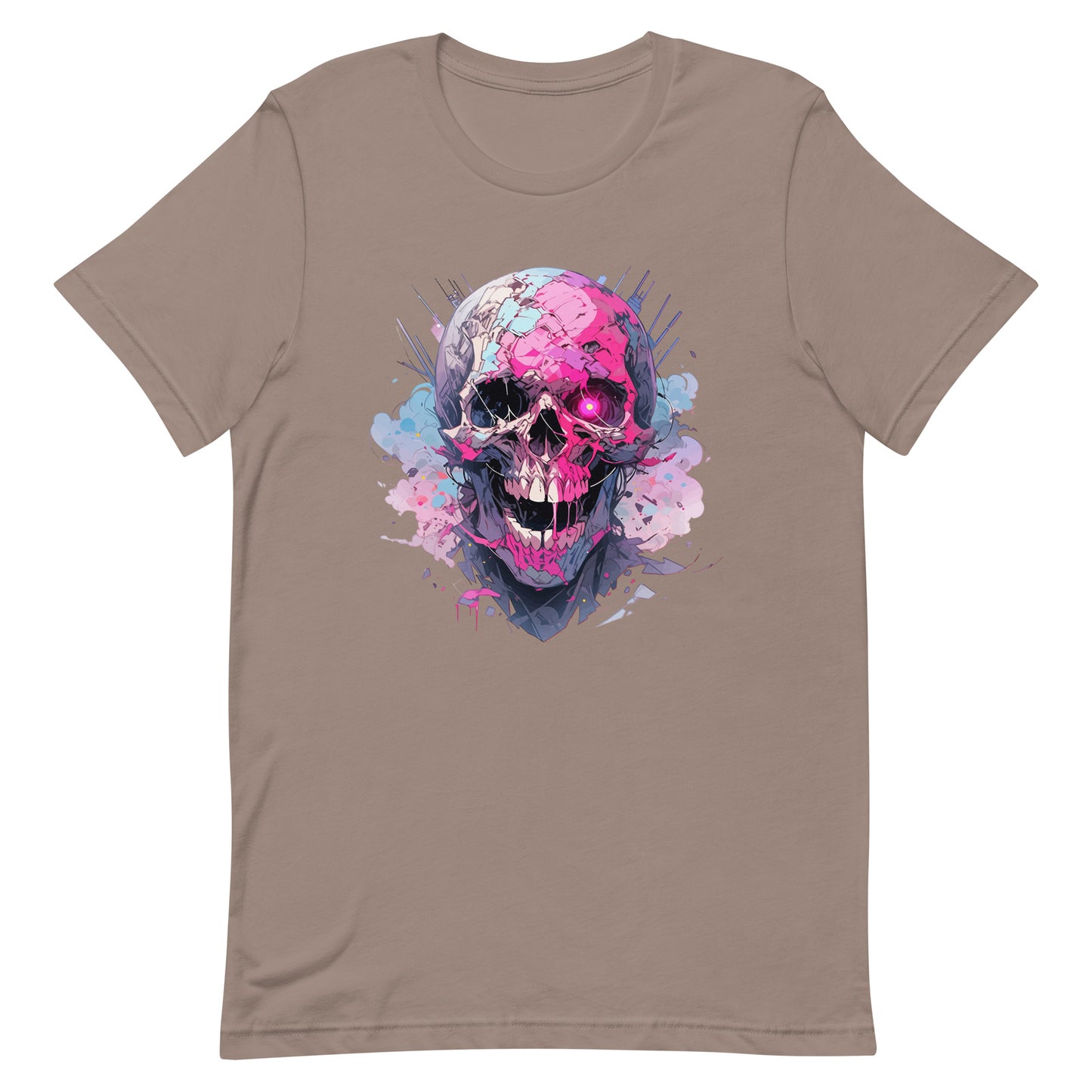 Cheerful zombie, Funny zombie illustration, Smile skull with red eye, Fantastic head bones, Horror funny fantasy - Unisex t-shirt