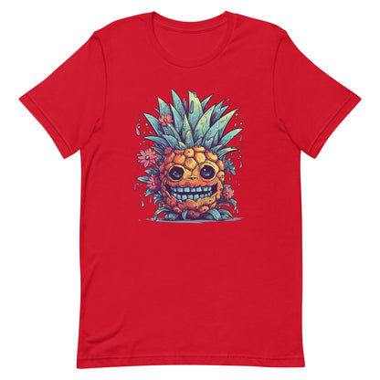 Pineapple monster smile, Cartoon horror, Fantasy funny monster, Fruits fantastic illustration, Mutant portrait - Unisex t-shirt