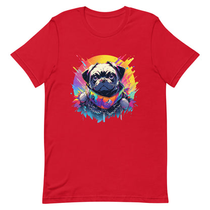 Funny fantasy pug, Doggy punk, Pet animals, Pop Art pug illustration, Pug rocker - Unisex t-shirt