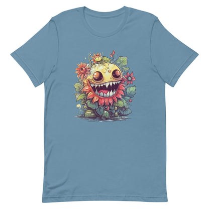 Fantastic predator, Fantasy mystical animals, Horror illustration, Funny cartoon monster in flowers - Unisex t-shirt