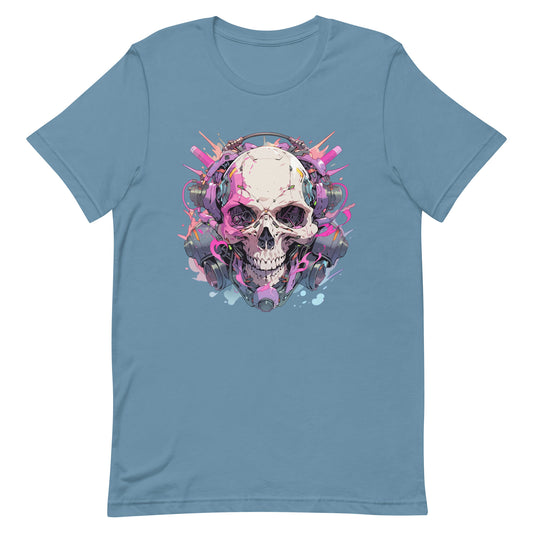 Cyberpunk illustration, Skull in gas mask, Fantastic head bones, Horror fantasy mind, Cyber hellish technology - Unisex t-shirt