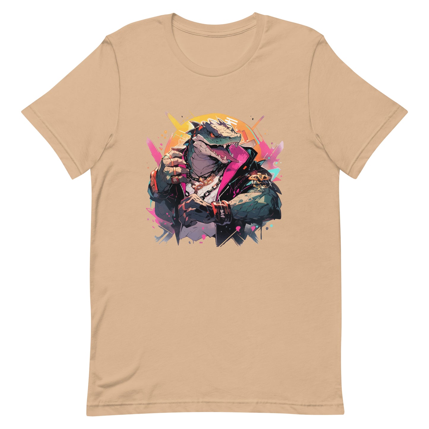 Dangerous and influential reptile, Stylish and rich dino boss bandit, Sharp dragon teeth, Gangster dinosaur and fist fight - Unisex t-shirt
