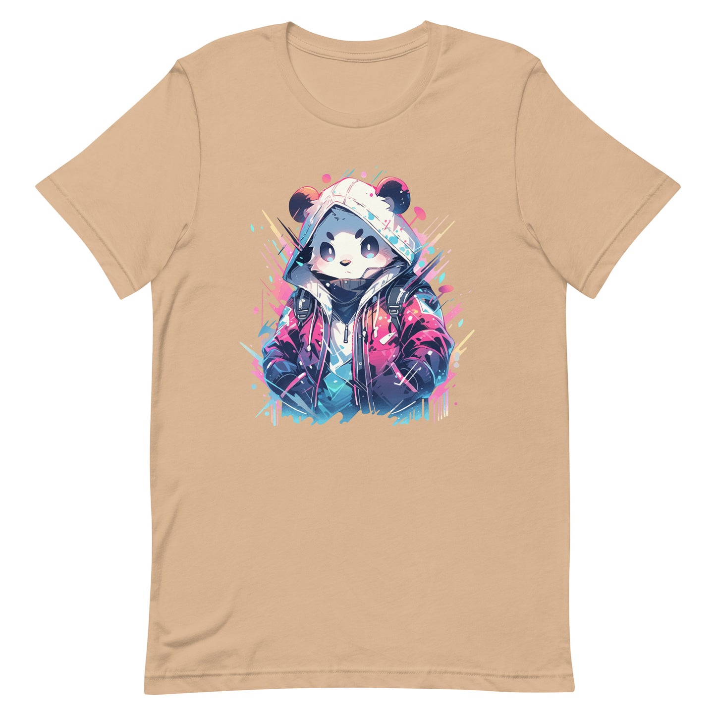 Cool panda in district, Bamboo bear in urban jungle, Hip hop and rap, Black white bear manga - Unisex t-shirt