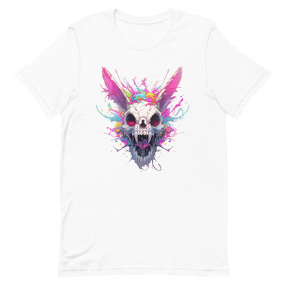 Apocalypse hare, Hellish toothy skull, Bright splashes of paint, Rabbit zombie, Red evil bunny ears, Crazy Pop Art illustration - Unisex t-shirt