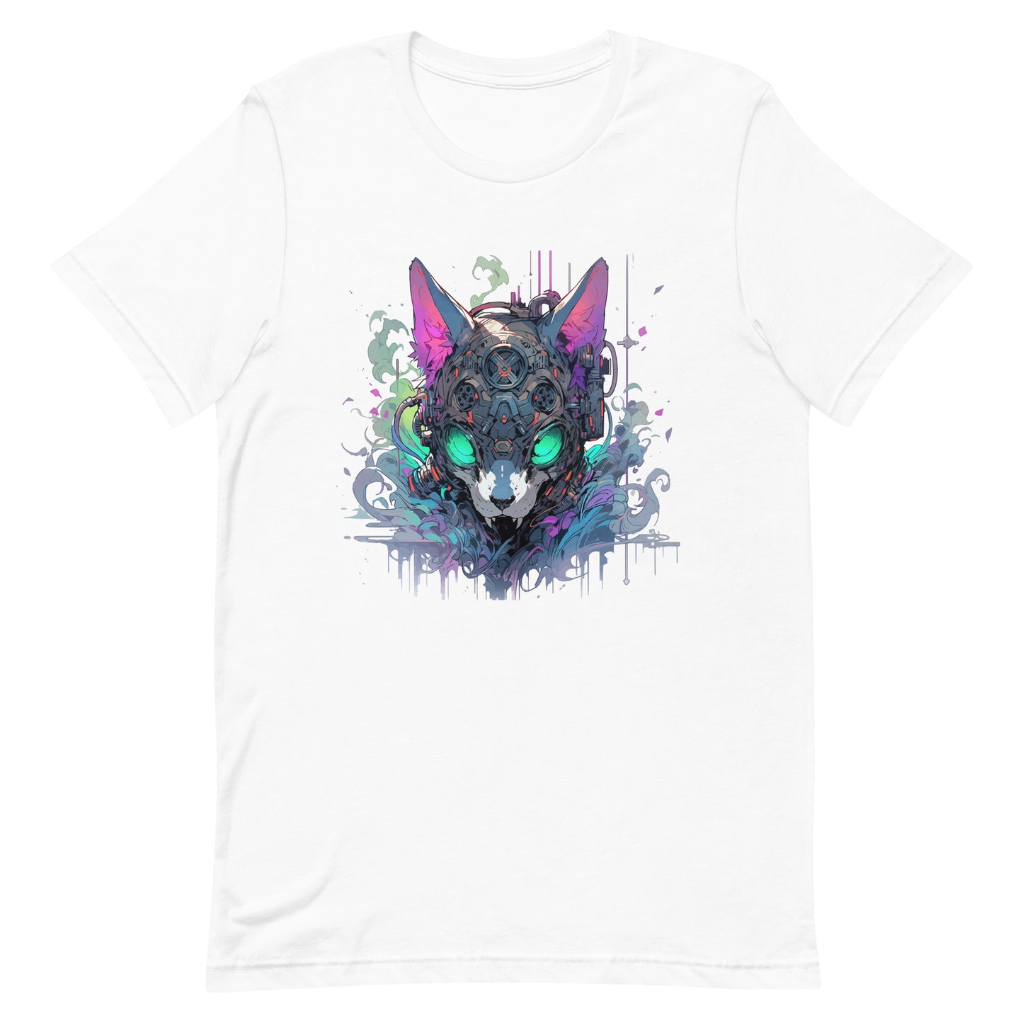 Hissing cyberpunk mutant, Angry toxic cat, Fantastic zombie cyber kitty, Blue eyes wildcat - Unisex t-shirt