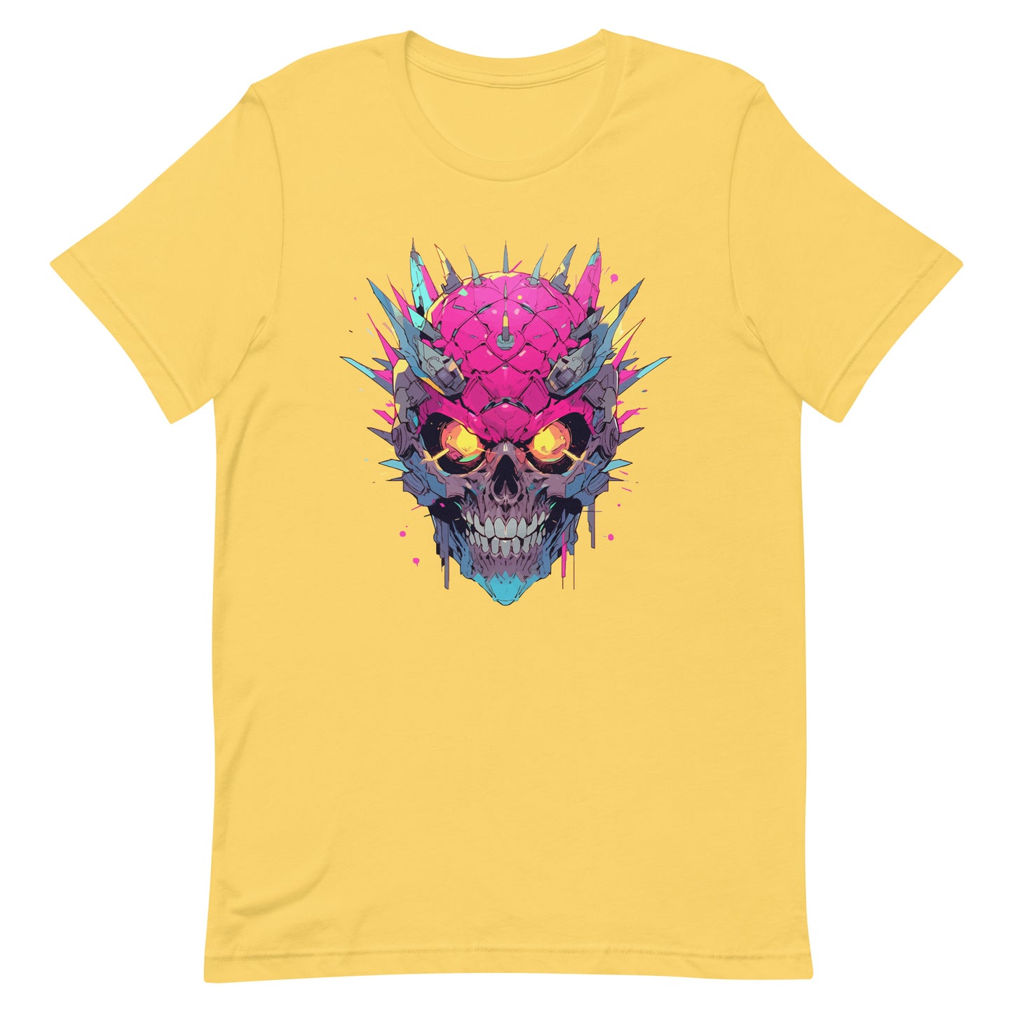Cyberpunk pineapple skull, Fantastic yellow eyes, Fantasy fruit illustration, Pineapple monster Pop Art - Unisex t-shirt