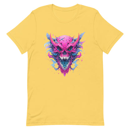 Horned cyber mutant, Hellish red eyes and sharp teeth, Fantasy monster skull, Fantastic creature head - Unisex t-shirt