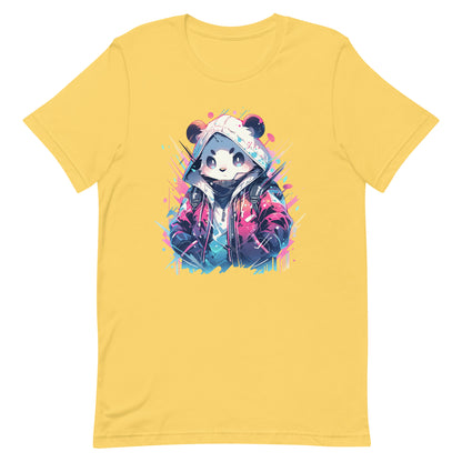 Cool panda in district, Bamboo bear in urban jungle, Hip hop and rap, Black white bear manga - Unisex t-shirt