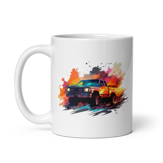 Cool SUV in fire, Explosive wildlife, Offroad madness and speed, Pickup in flames and mud - White glossy mug