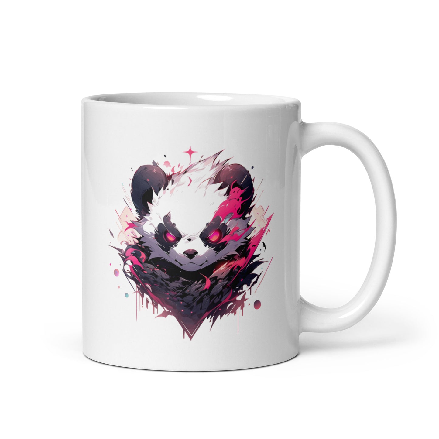 Black and white bear, Bamboo bear in jungle, Most angry panda in district, Red eyes animal wild - White glossy mug