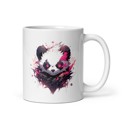 Black and white bear, Bamboo bear in jungle, Most angry panda in district, Red eyes animal wild - White glossy mug