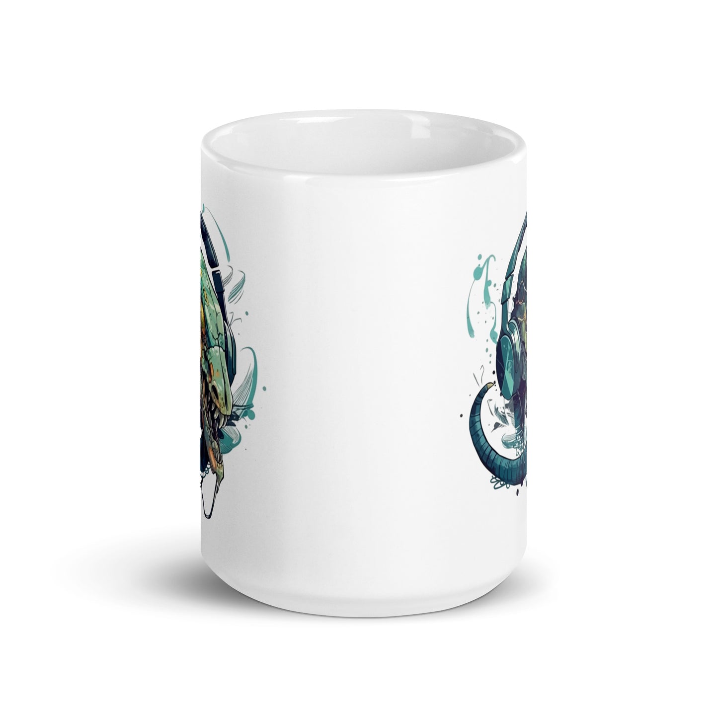 Fantasy portrait, Monster in headphones, Fantastic animals, Monster cup - White glossy mug