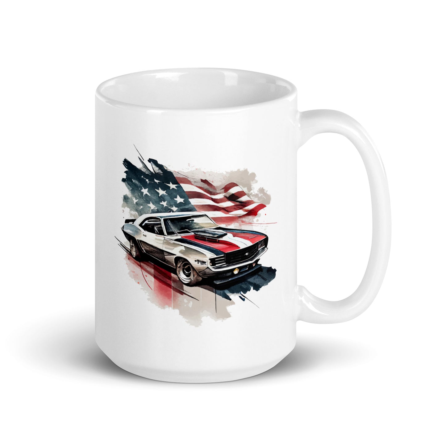 Patriotic designs, American muscle car, Classic car Illustration - White glossy mug