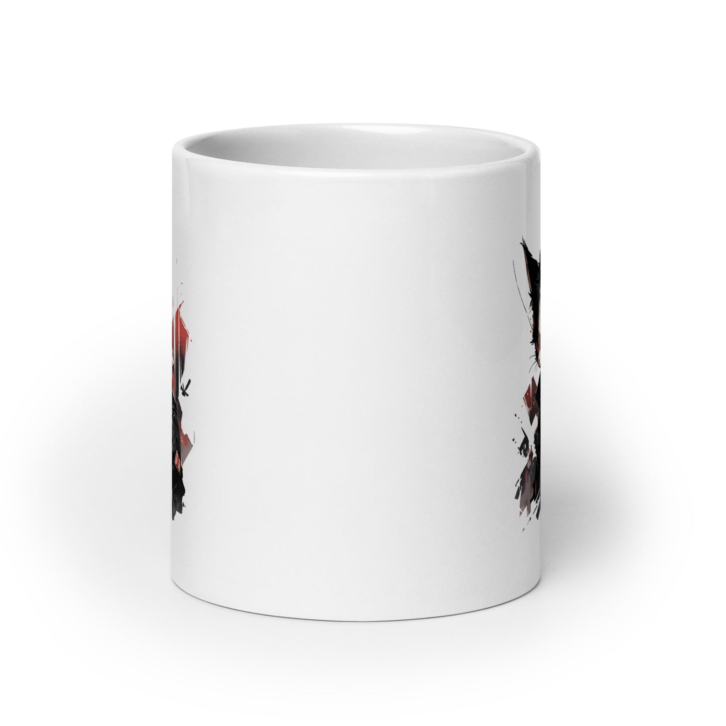 Cat in a leather jacket, Rocker cat and rebel, Cool kitty, Wild cat emotion, Red eyes gangster cat, Angry rocker kitten - White glossy mug