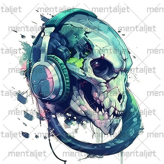 Fantastic portrait, Monster music, Monster in headphones, Fantasy art, PNG printable