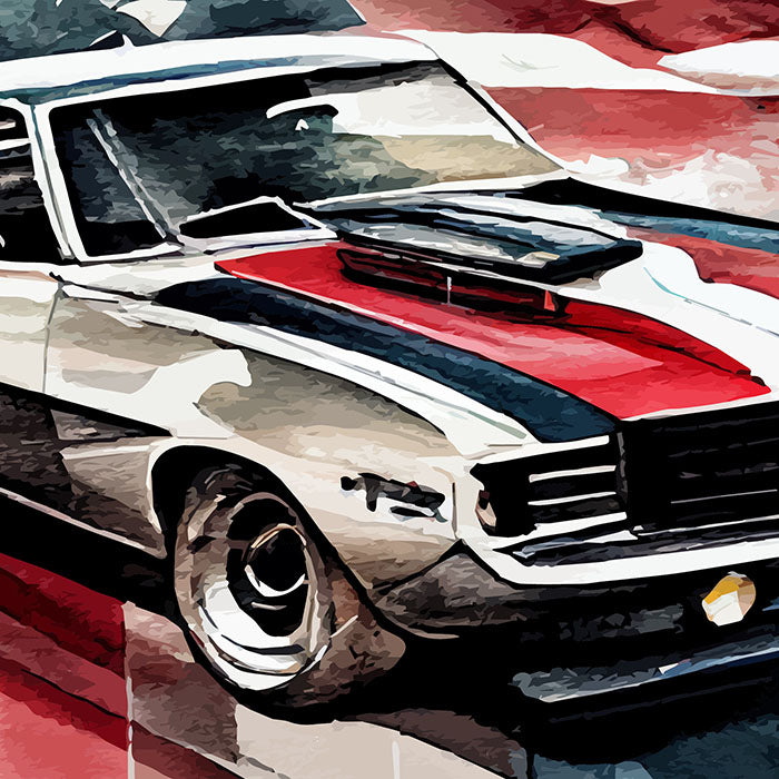 Patriotic PNG designs, American muscle car, Classic car printable download, illustration
