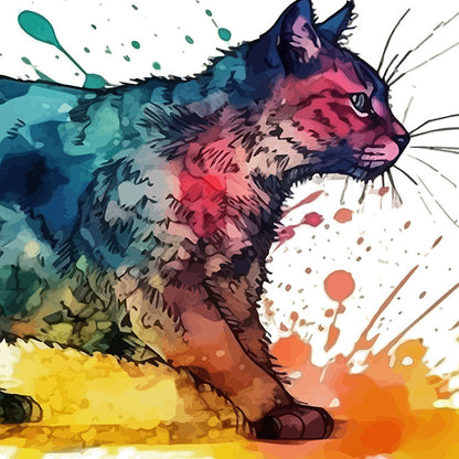 Watercolor Animal, Cat Illustration, Digital Download, PNG, Sublimation Print, Cat art